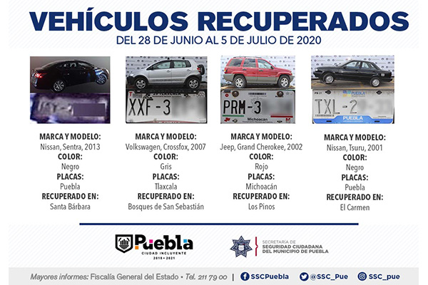 En una semana la SSC recupera 11 vehículos robados y remite nueve por diversos ilícitos